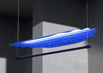 L’abat-jour en terrazzo projette une lumière rafraîchissante grâce au plastique recyclé